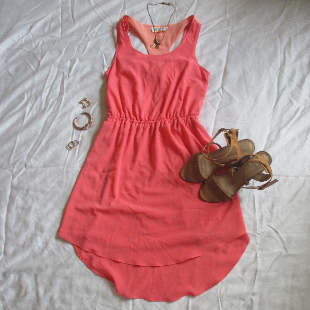 Pink Rose Pink T-Back High-Low Dress
